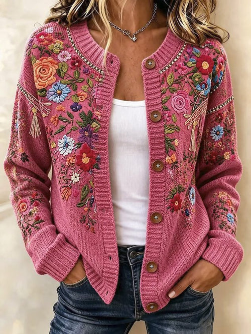Women Spring/Fall Outerwear Vintage Floral Long Sleeve Jacket