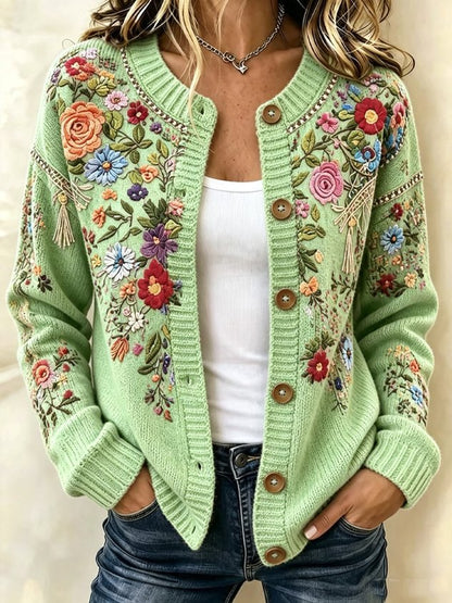 Women Spring/Fall Outerwear Vintage Floral Long Sleeve Jacket