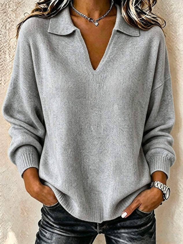 Women Plain Long Sleeve Comfy Casual Sweater
