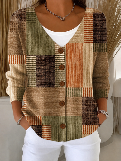 Elegant Abstract Graphic Knit Top