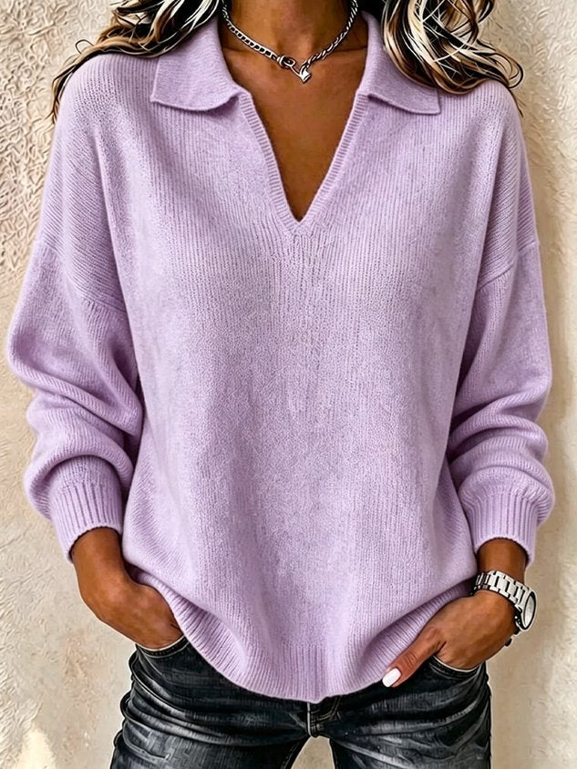 Women Plain Long Sleeve Comfy Casual Sweater
