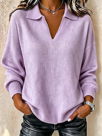 Women Plain Long Sleeve Comfy Casual Sweater