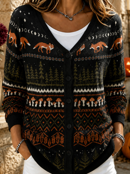 Women Animal Long Sleeve Comfy Casual Cardigan